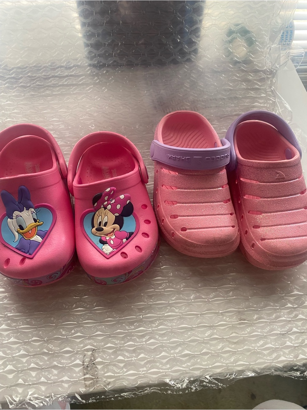 2 pair  slip on one Disney Pink Minnie & Daisy Kids Slip-On Clogs